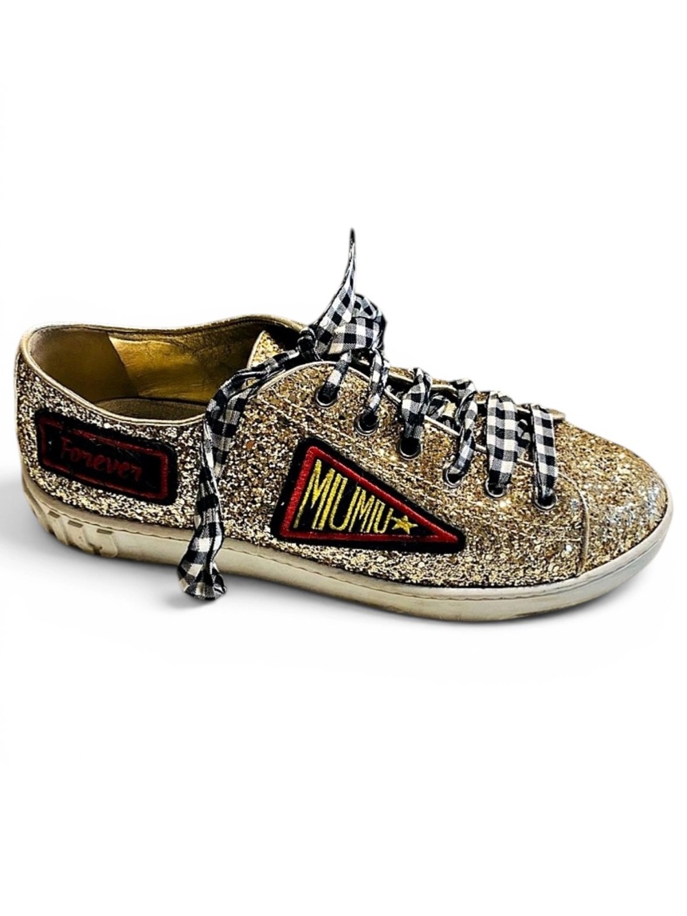 🛍️MIU MIU Authentic Calzature Donna Glitter Sneakers Pirite